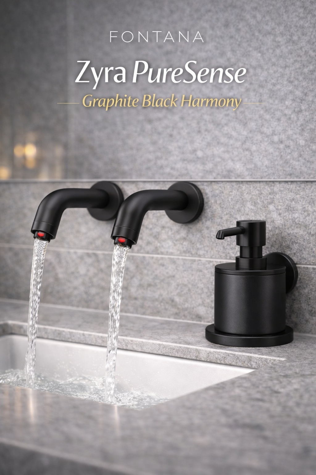Fontana Zyra PureSense Graphite Black Harmony touchless faucet